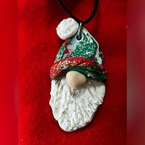 18 in flat black velvet necklace polymer clay gnome